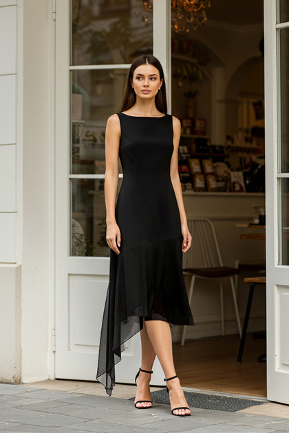 Trendyol Collection Black Asymmetrical Bodycone/Body Sitting Midi Knitted  Dress Twoss25El00227- Trendyol