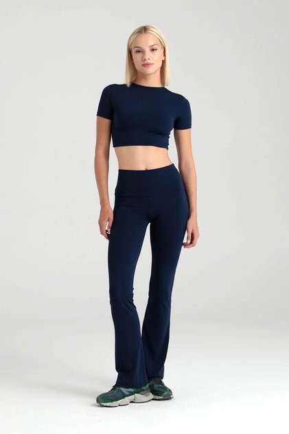 Comfort High Waist Flared Leggings Navy Blue
