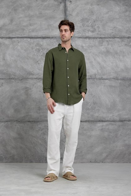 Men's Shirt Nmrc Muslin Khaki Oversize