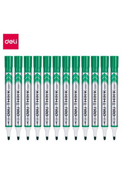 Deli EU00150 Whiteboard Marker 12pcs/box- GREEN - Ideal for Office, School & Home Use