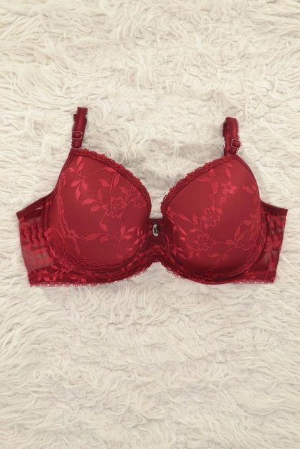 Unpadded, Unpadded Underwire Lace Burgundy Women's Bra - 7012