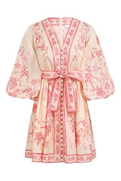 chinese dress ladies Zimmermann Lucky Plunge Mini Dress In Cream/pink Floral