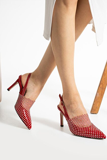 FOLLİNİ Red Patent Leather Genuine Leather Women's Evening Dress Shoes-  Trendyol
