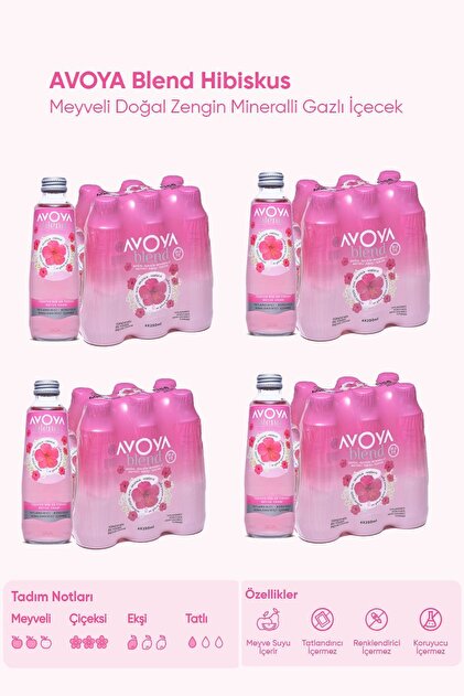 AVOYA Blend Hibiskus Maden Suyu 250 ml x 24 Adet - Fiyatı, Yorumları