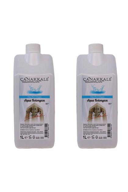 (Şeffaf Renksiz) - 2 Adet Aqua (OKYANUS) Kolonyası - Litrelik - Korumalı Kapak - Yeni Model