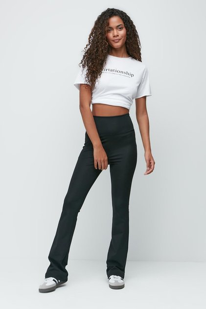 Diver High Waist Spanish Leg Long Sports Leggings 9406 Black