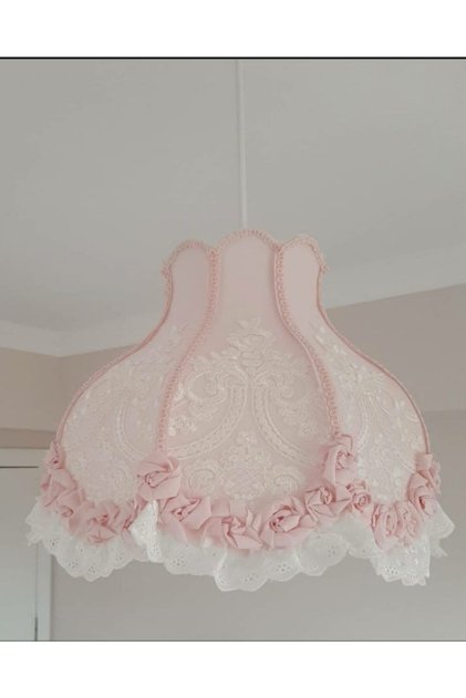 Elde Yıkanabilir Başlık Pudra Pembe Avangart Gül Detay Çocuk Genç Bebek Avize