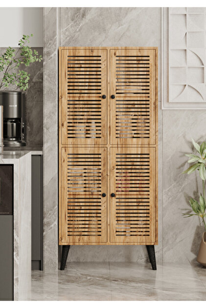 enwood DENEB MDF SAFİR MEŞE 4 KAPAKLI(PANJUR KAPAK) AHŞAP AYAKLI