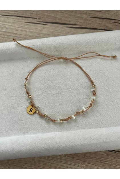 Minimal Green Cat's Eye Letter Rope Bracelet & Anklet