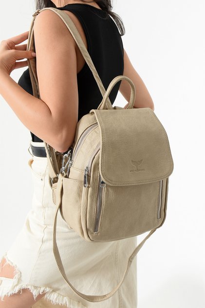 Women's Backpack and Shoulder Bag Light Mink