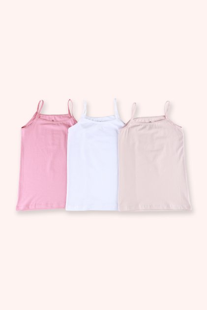 Girl's Basic 3-Piece Thin Strap Undershirt Set