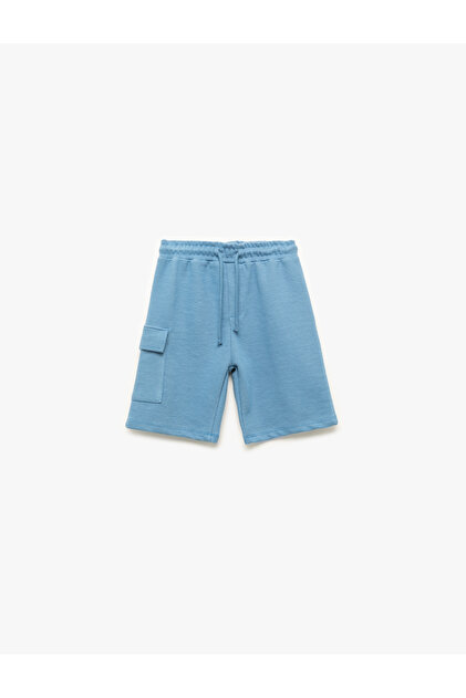 Pocket Detailed Waist Lace-Up Textured Pocket Shorts