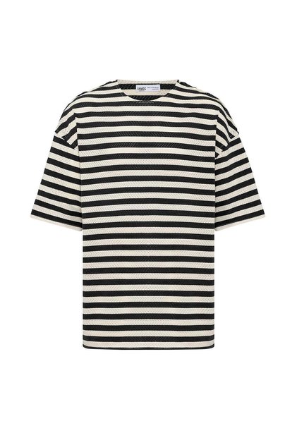 Striped Oversize Knitwear T-Shirt Black