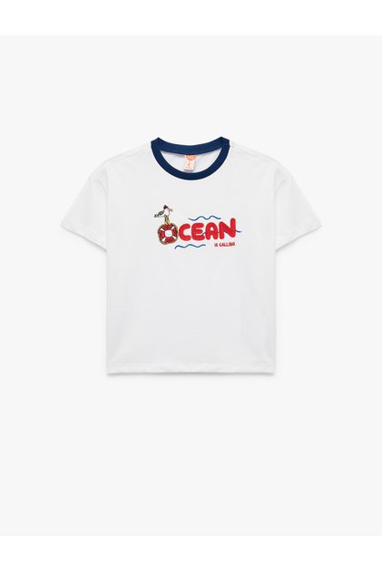 Cotton Crew Neck Embroidered Short Sleeve T-Shirt