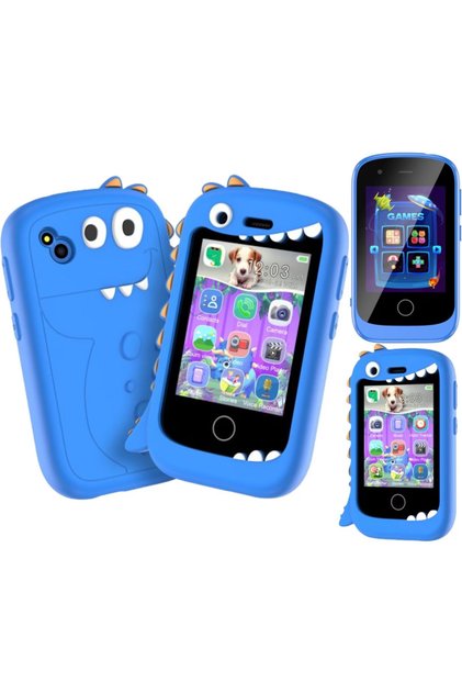 Telefon mobil și jucărie educațională 2 în 1 MiniPHONE X3 cu 17 jocuri, 2G, apeluri, 10 cărți audio, albastru