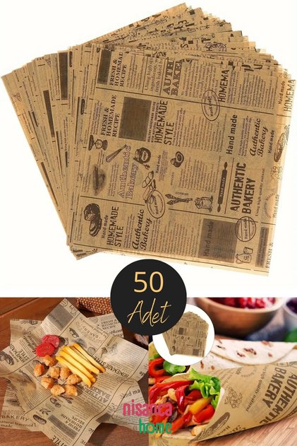 Vintage Gazete Desenli Yağlı Sunum Kağıdı – Pinterest Stilinde Estetik Kahvaltı, 50'li