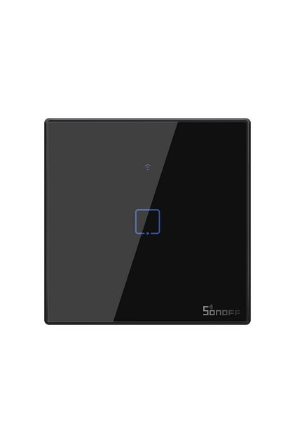 Întrerupător inteligent simplu, sticlă securizată neagră, se poate monta, compatibil cu Alexa și Google Assistant, Sonoff
