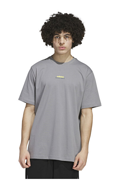 adidas JI7113 SUM AB T Gri Yuvarlak Yaka Loose Fit Baskılı Erkek T
