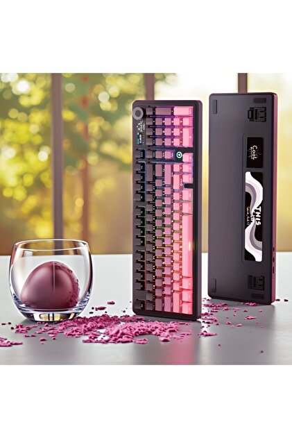 ●A.K PRODUCTIONS Coverzone Ajazz AK980 Ekranlı Mekanik Klavye RGB, Tam Boy Hot-Swap
