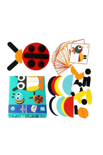 Wooden Animal Geo Blocks – 20 Design Puzzle Set for Preschool & Kindergarten Kids