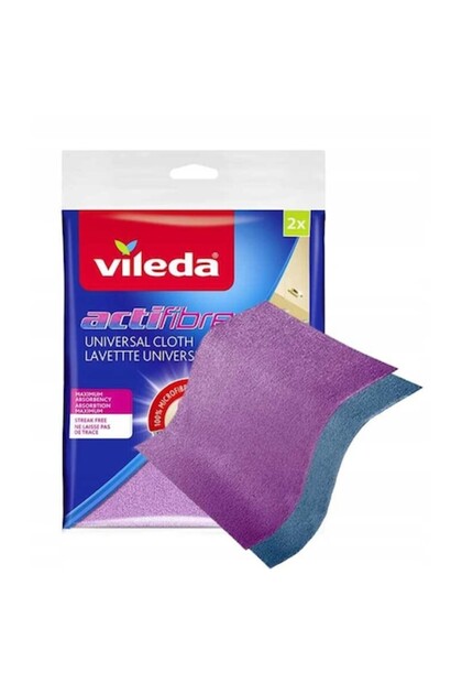 Set de 2 lavete Actifibre, absorbție 100ml, 32x27cm, Violet/Albastru