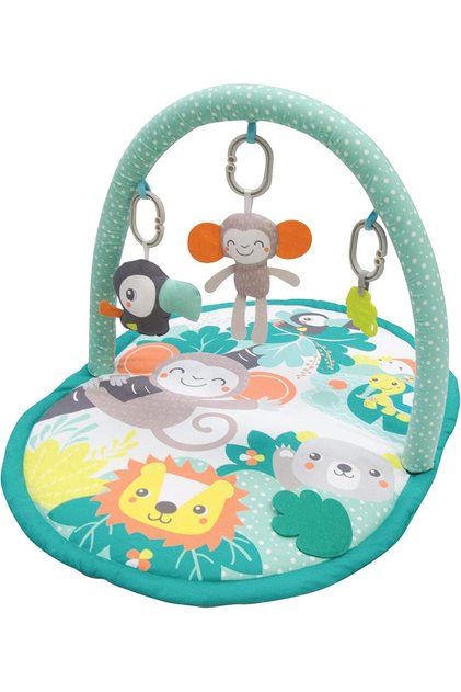 Jungle Friends Mat With Single Arch, Om+, Baby Playmat & Activity Gym - Green