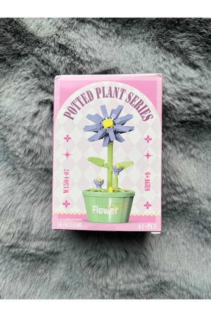 ZephiaStore Saksıda Mor Çiçek Bricks Çiçek Yapı Oyuncaklar Potted