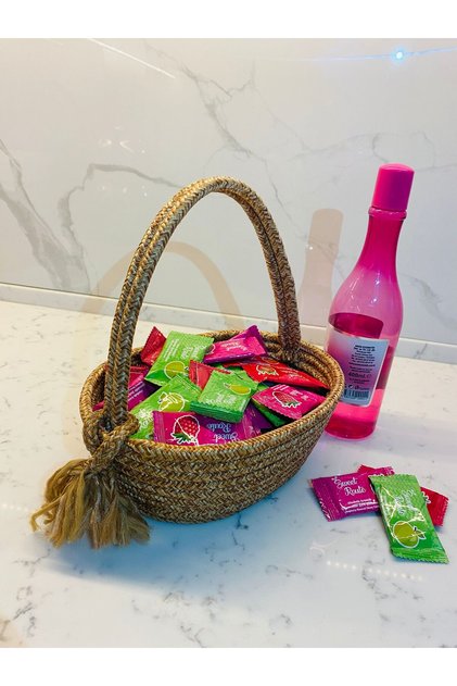 Beyzam Home Handcrafted Oval Guest Candy Basket Birthday Wedding Basket 7X15 cm