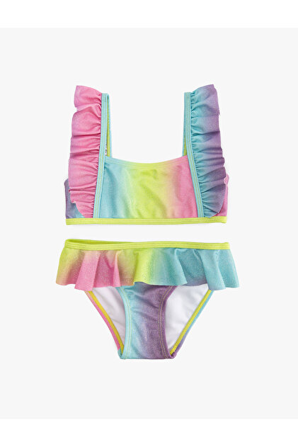 Shiny Strap Ruffle Bikini Set