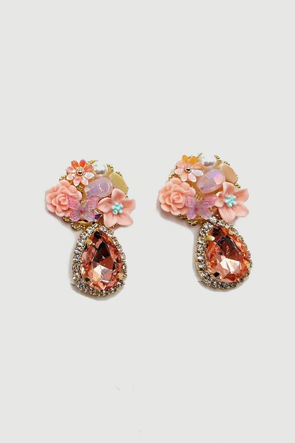 Peach Fantasy Stone Evening Dress Earrings