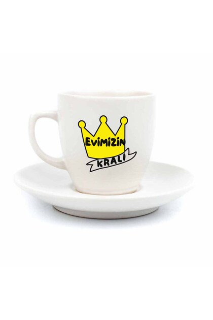 King of Our Home Cream Turkish Coffee Cup - Fathers Day Gift Turkish Coffee Cup
