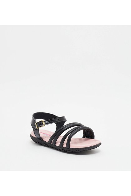 Infant Girls Sandals With Back Strap Black | Made In Brazil