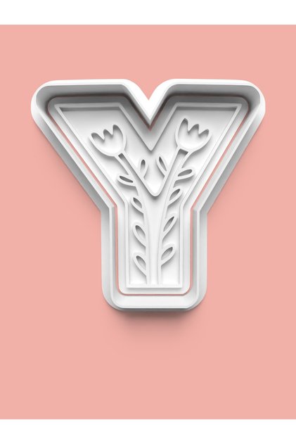 Patterned Letter Y Cookie Mold and Fondant Mold
