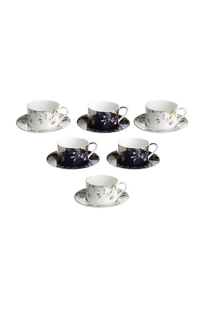 Luckyart Fleurisse Bone 6'lı Çay Fincanı Seti