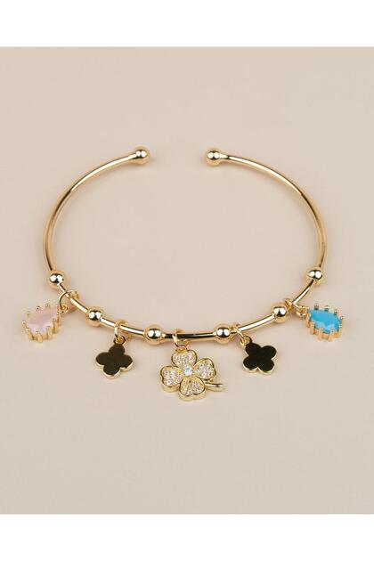 Felina Adjustable Clover Charm Handcuff Bracelet