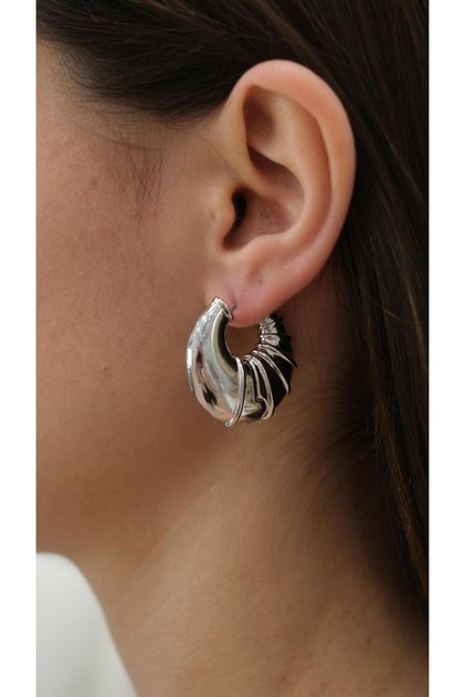 Curved Basket Design Hoop Earrings