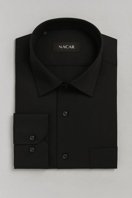 Men's Black Long Sleeve Classic Pocket Shirt - Comfortable and Stylish Model