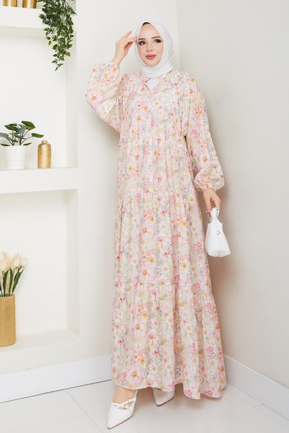 Women's Judge Collar Modal Patterned Dress