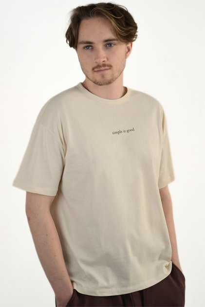 Men's Slogan Printed Basic Crew Neck T-Shirt