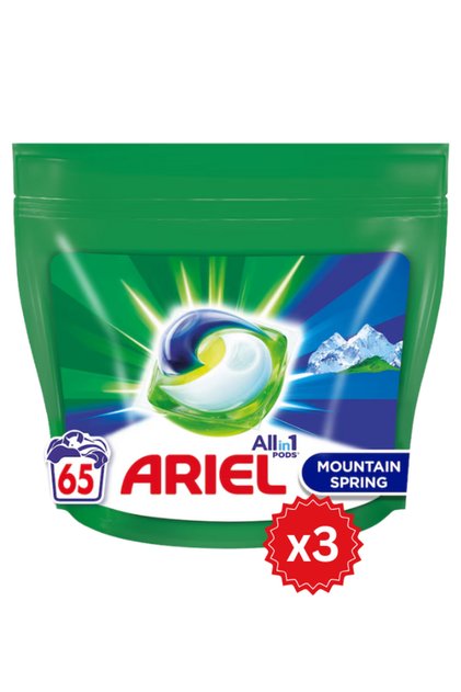 Set Detergent Capsule 3 In 1 Pods Mountain Spring, 3 X 65 Bucati, 195 Spalari