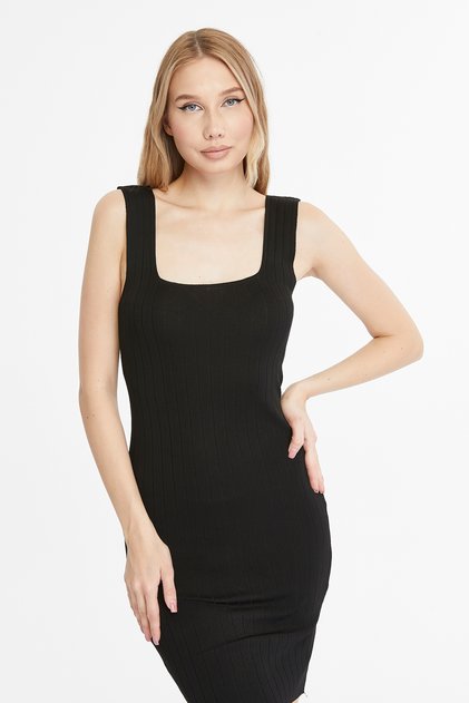 Women's Strappy Ribbed Knitted Dress