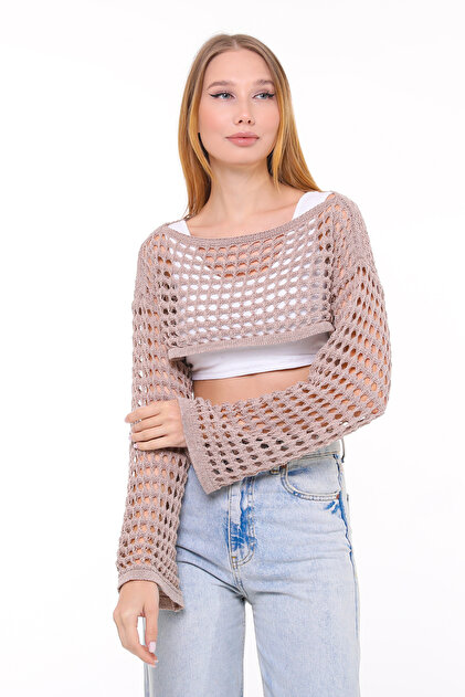 Women's Ecru Openwork Bolero