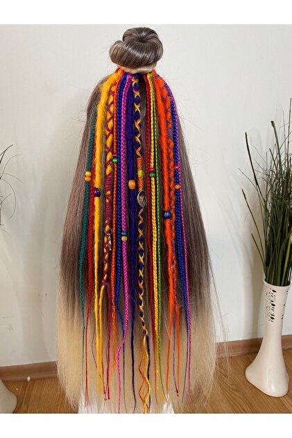Selin Bengi Rasta Mix Afrika Örgü Toka 16'lı 50 Cm - Rengarenk