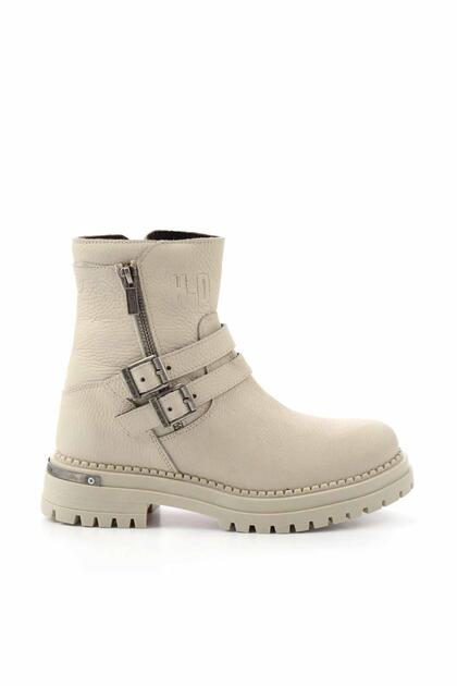 Beige Leather Kadın Bot & Bootie HD0777055603