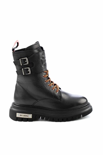 Black Leather Kadın Bot & Bootie HD0777002503