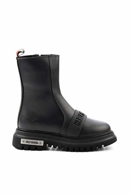 Black Leather Kadın Bot & Bootie HD0777054903