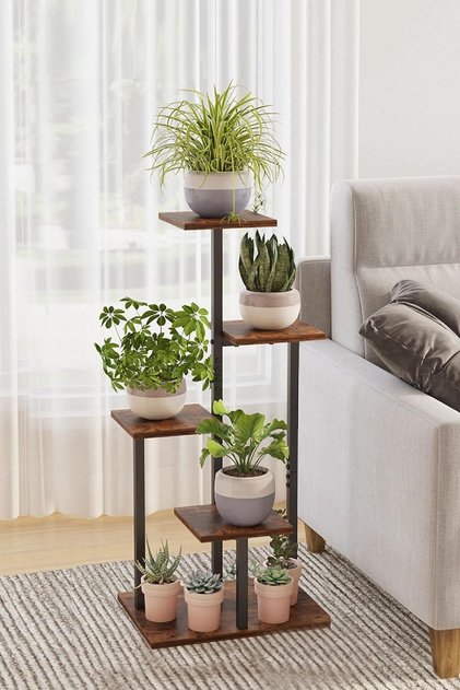 Metal İskeletli Saksılık Çiçek Rafı Aksesuar ve Bitki Rafı Ve Stand