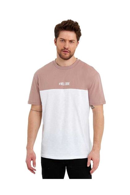 Men's Crew Neck Colorblock Regular Fit Printed T-Shirt