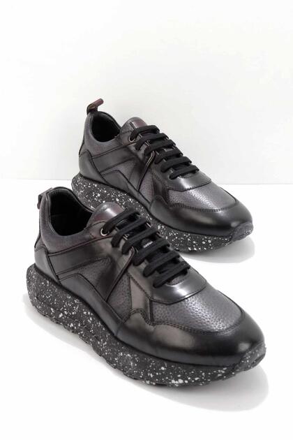 Siyah Hakiki Deri Erkek Sneaker E01901623803