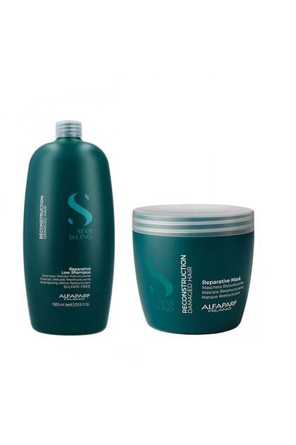 Set de reconstrucție Alfaparf Semi Di Lino cu șampon 1000 ml + mască 500 ml, Set